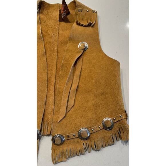 John R Craighead Size Medium Western Cowboy 100% Leather Vest Fringe Costume - Picture 4 of 16